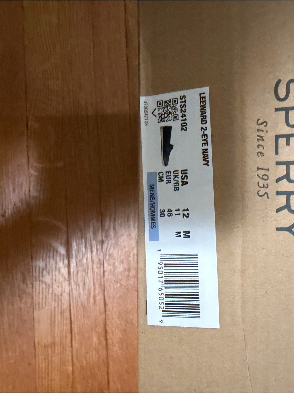 Sperry Navy Leather 2-Eye Moc Boat Shoes with Contrast Stitching - Picture 2 of 3